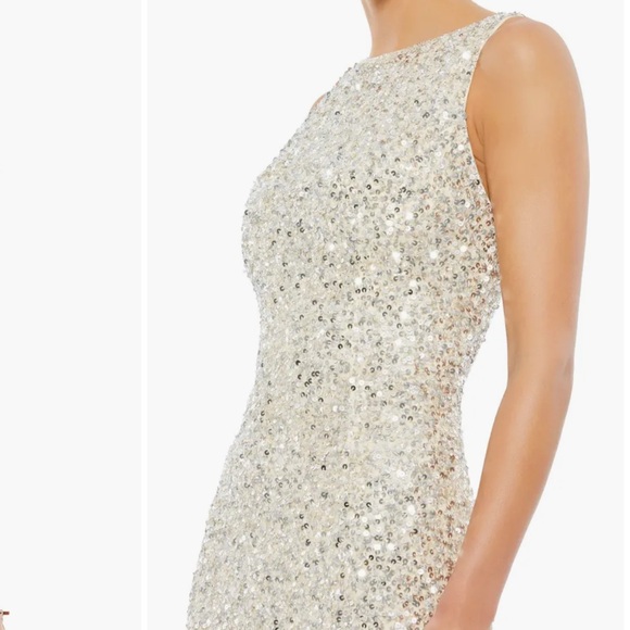 NWT Mac Duggal Elegant Gold Silver Sequin Dress Size 0 Holiday Party New Years - Picture 3 of 16